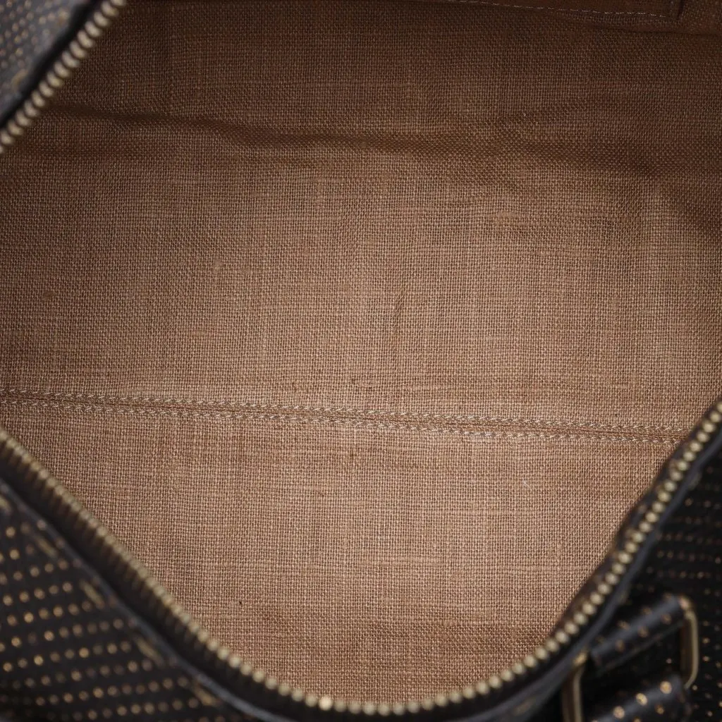 Fendi Perforated Leather Selleria Boston Bag Brown Leather Very good - Model View