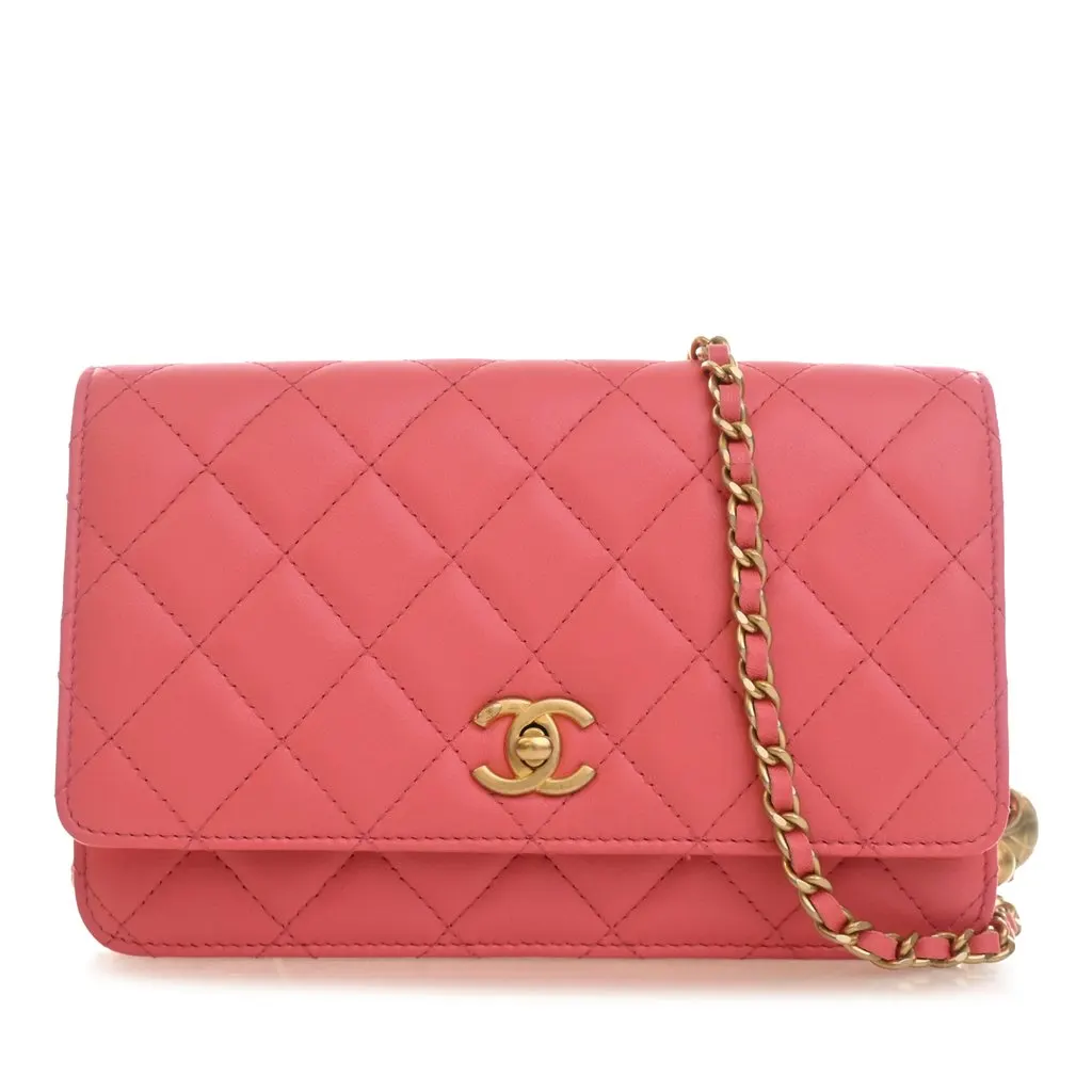 Chanel CC Quilted Lambskin Pearl Crush Wallet On Chain