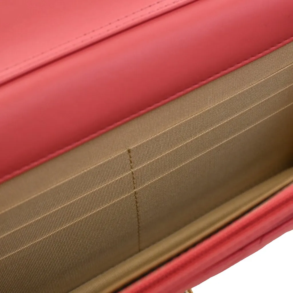 Chanel CC Quilted Lambskin Pearl Crush Wallet On Chain Pink Leather Very good - Model View