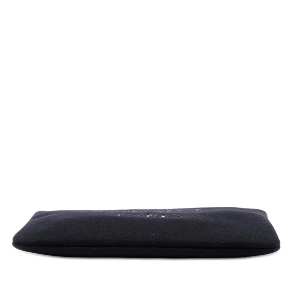 Chanel Large Wool Felt Deauville O Case Clutch Black Very good - Inside View