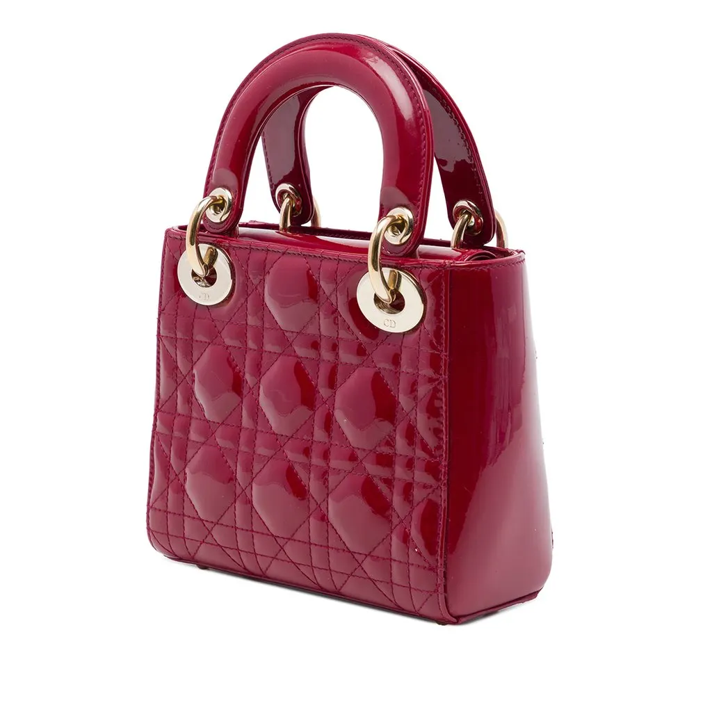 Dior Mini Patent Cannage Lady Dior Red Leather Very good - Back View