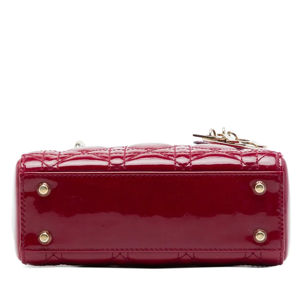 Dior Mini Patent Cannage Lady Dior Red Leather Very good - Inside View