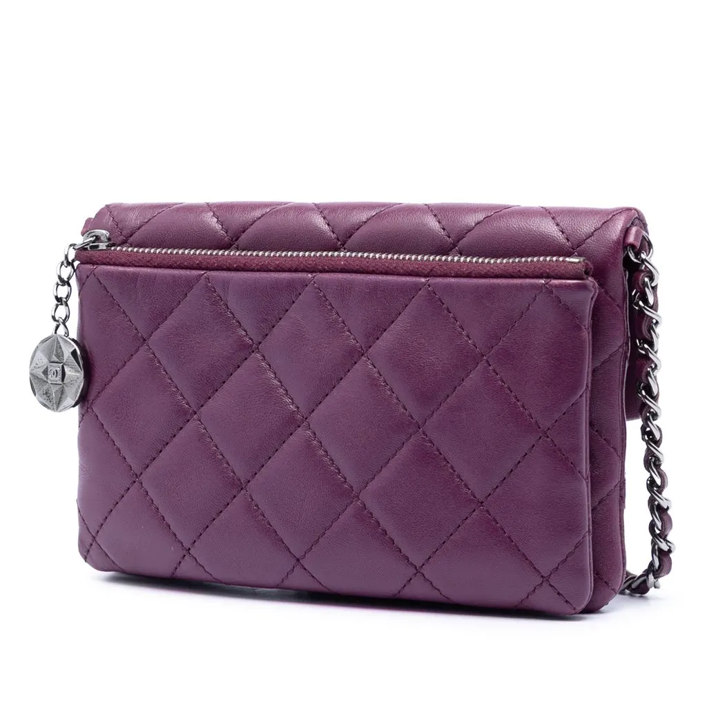 Chanel Mini Lambskin Mineral Nights Flap Purple Leather Very good - Back View