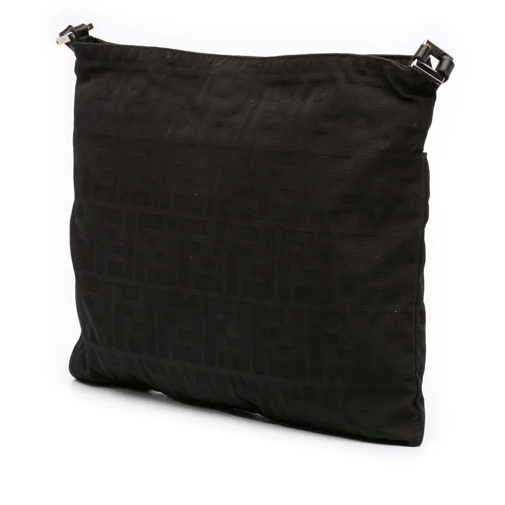 Fendi Zucca Canvas Shoulder Bag Black Very good - Back View