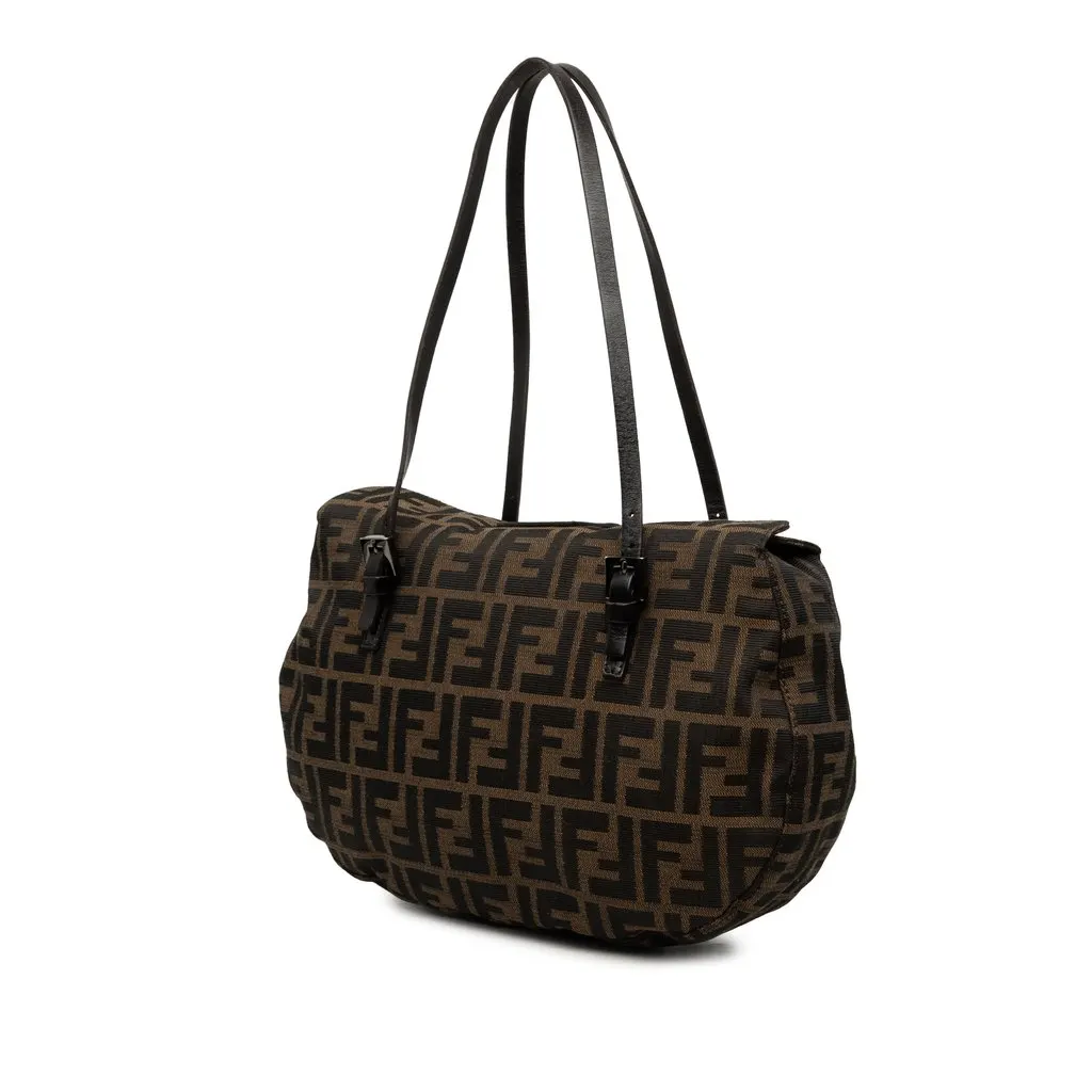 Fendi Zucca Canvas Shoulder Bag Brown Canvas Very good - Back View