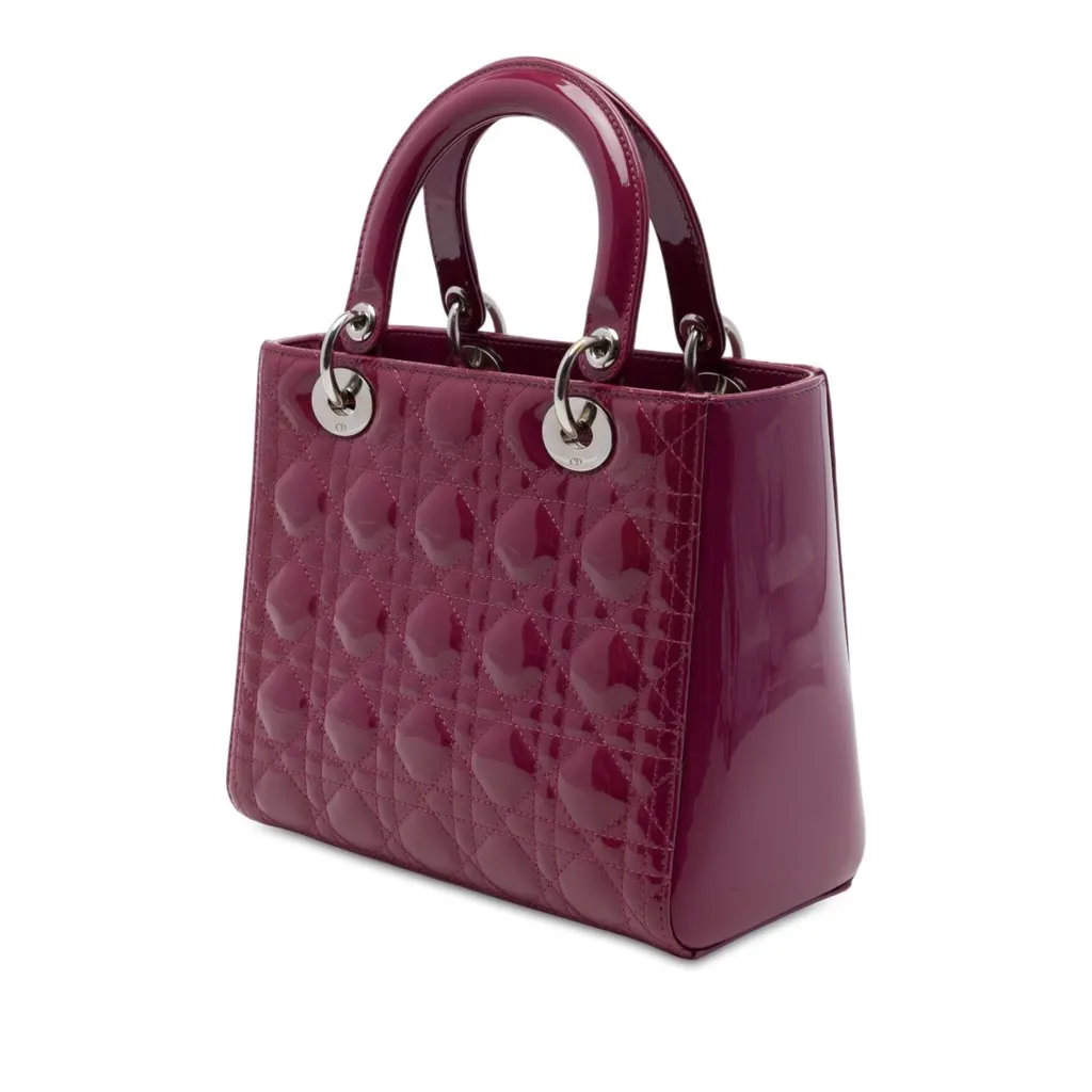 Dior Medium Patent Cannage Lady Dior Pink Leather Very good - Back View