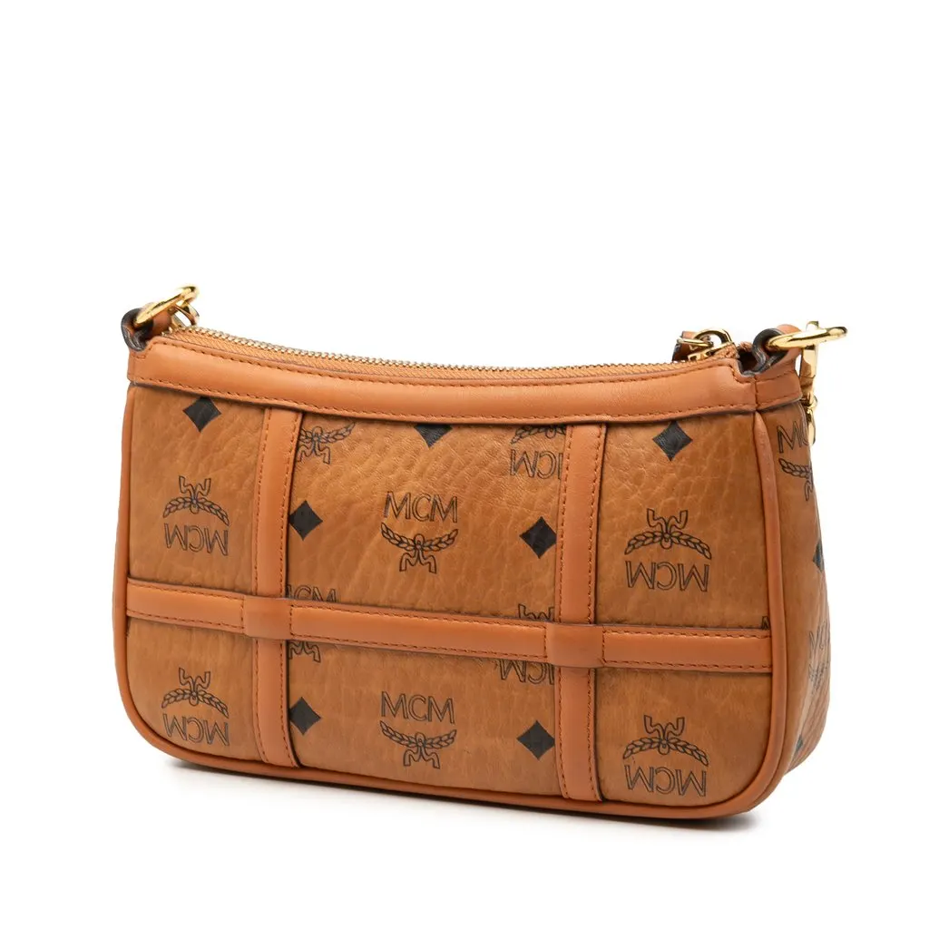 MCM Mini Visetos Coated Canvas Delmy Chain Satchel Brown Very good - Back View