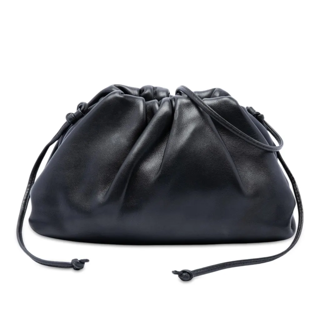 Bottega Veneta Lambskin The Mini Pouch Crossbody Black Leather Very good - Front View