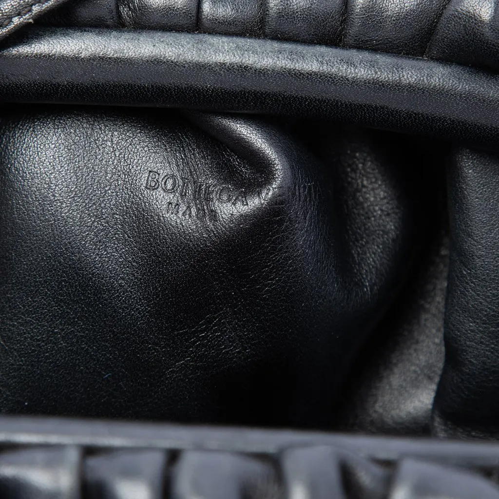 Bottega Veneta Lambskin The Mini Pouch Crossbody Black Leather Very good - Box View