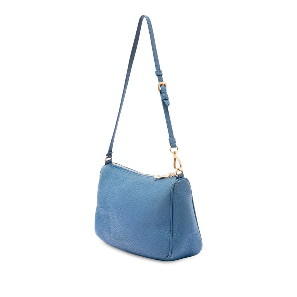 Prada Vitello Daino Pochette Blue Leather Good - Back View
