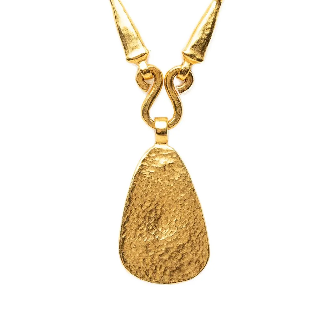 Chanel CC Gold Plated Teardrop Pendant Necklace Gold Metal Very good - Inside View