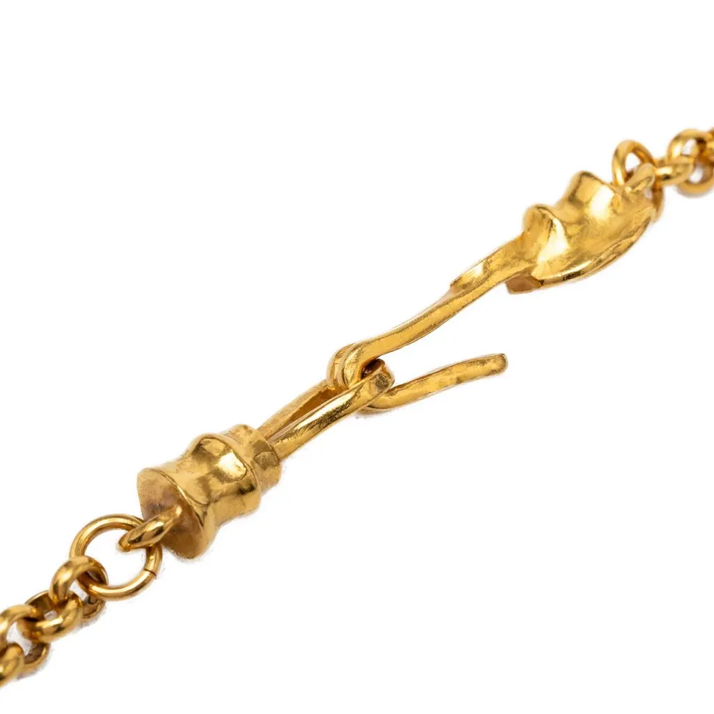 Chanel CC Gold Plated Teardrop Pendant Necklace Gold Metal Very good - Model View