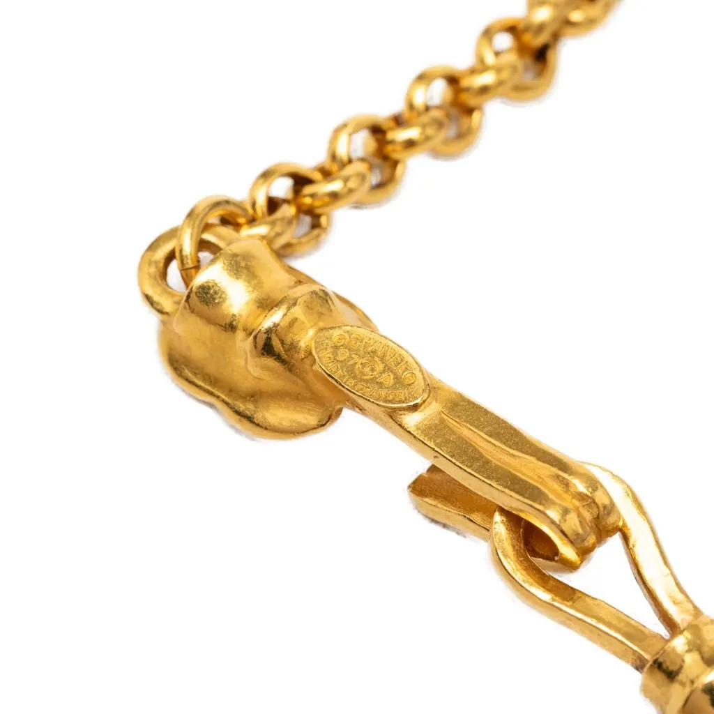 Chanel CC Gold Plated Teardrop Pendant Necklace Gold Metal Very good - Box View