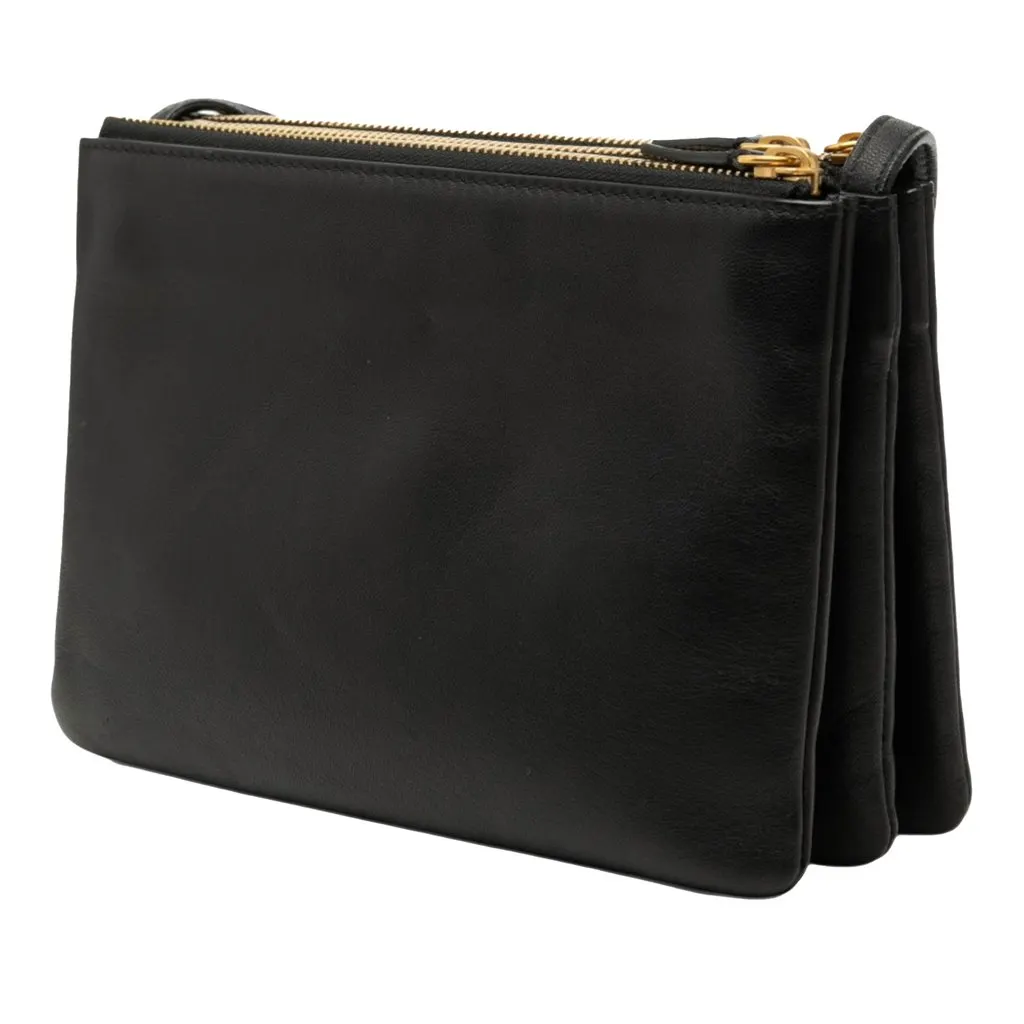 Celine Small Lambskin Trio Crossbody Black Leather Very good - Back View