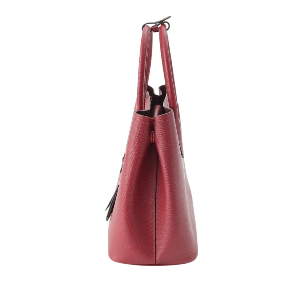 Prada Medium Saffiano Cuir Double Satchel Red Leather Very good - Inside View