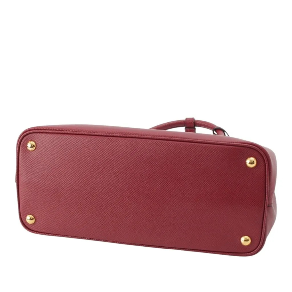 Prada Medium Saffiano Cuir Double Satchel Red Leather Very good - Box View