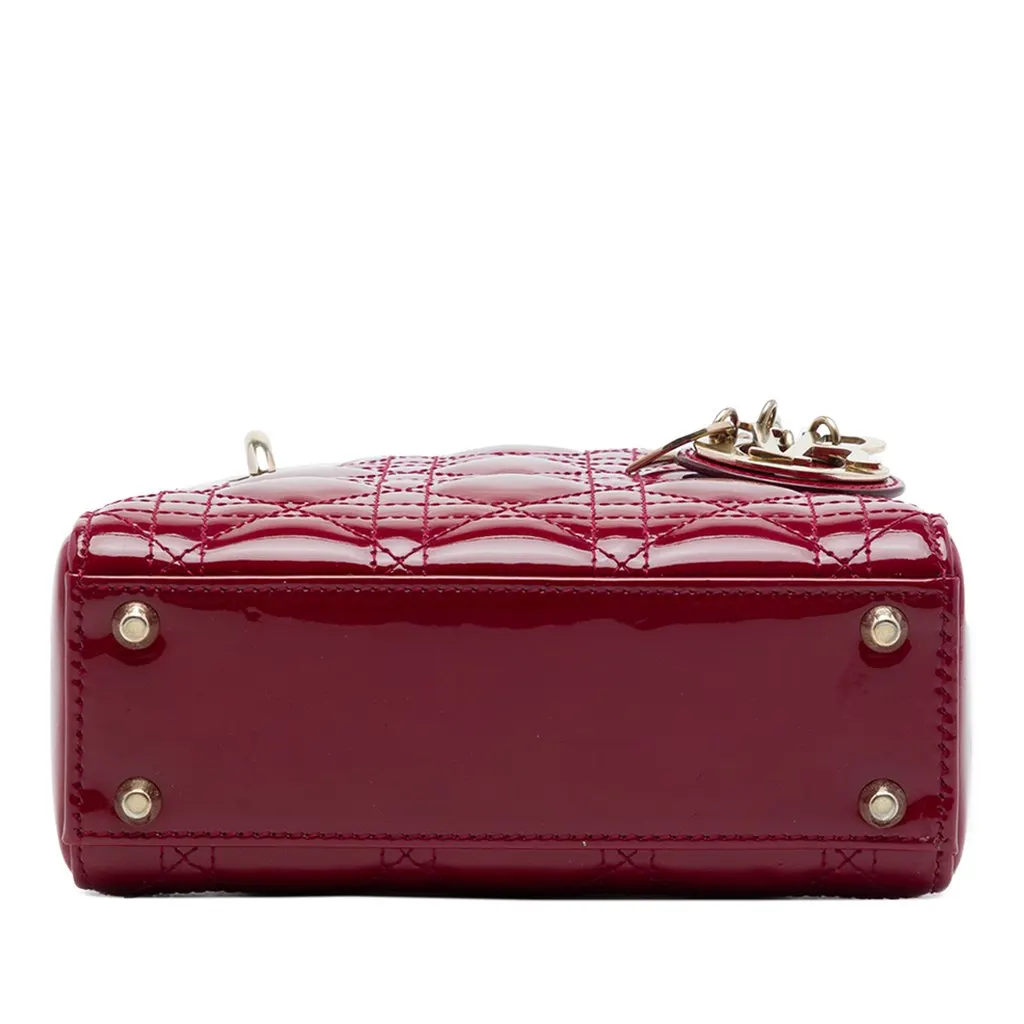 Dior Mini Patent Cannage Lady Dior Red Leather Very good - Inside View