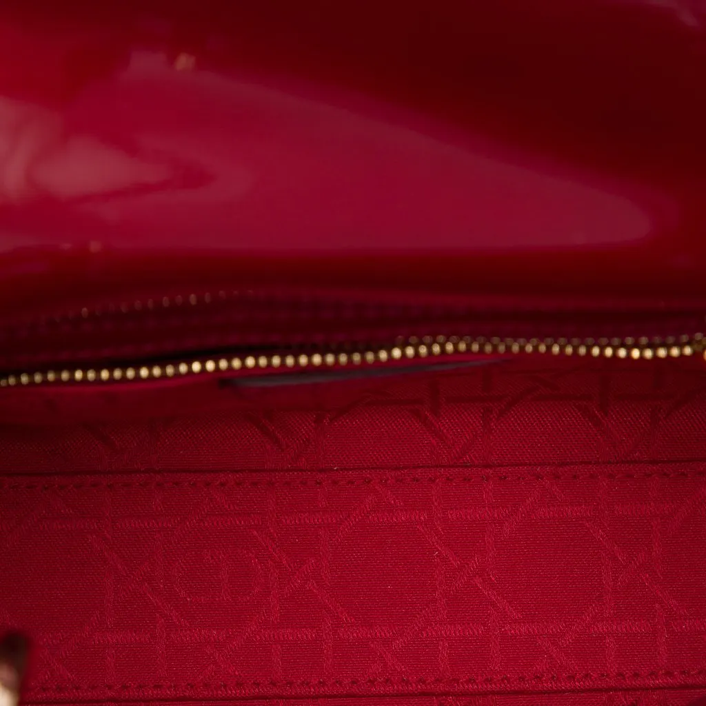 Dior Mini Patent Cannage Lady Dior Red Leather Very good - Model View