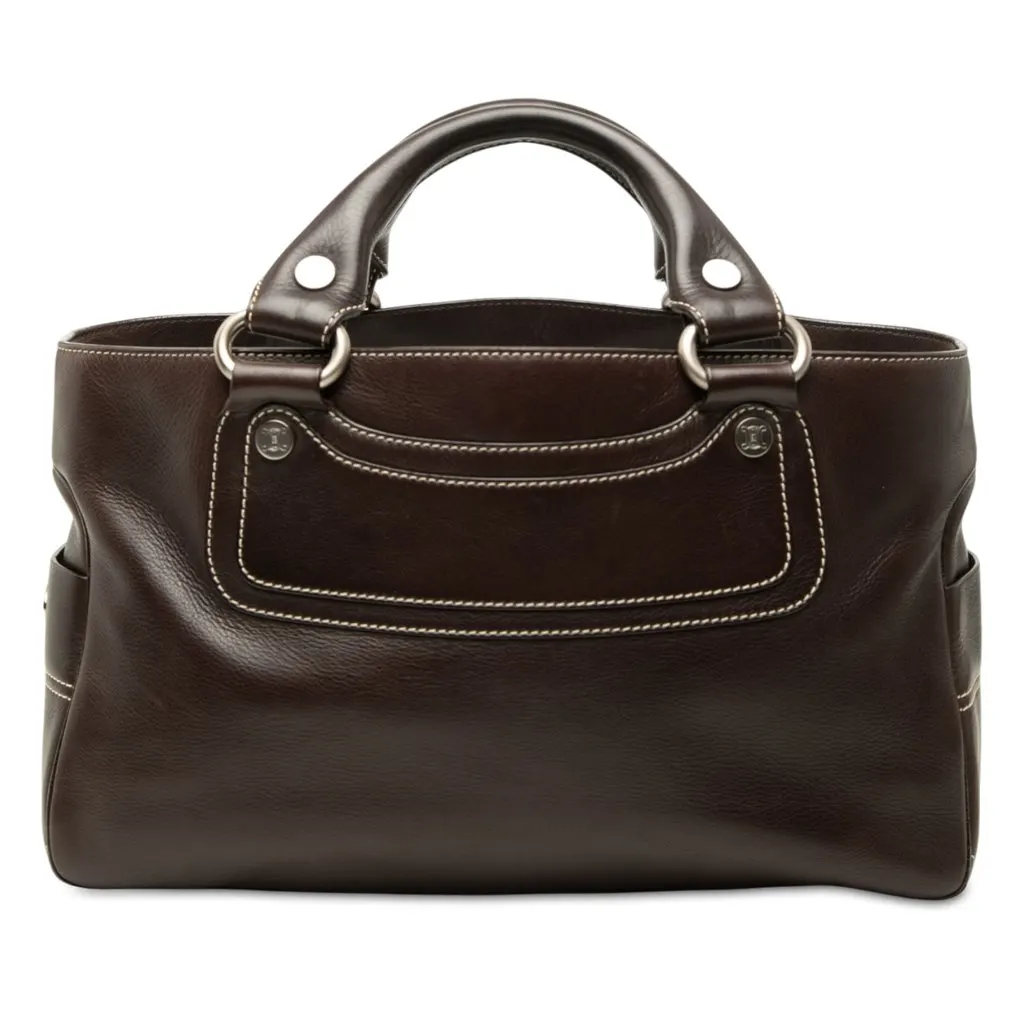 Celine Calfskin Boogie Handbag Brown Leather Very good - Front View
