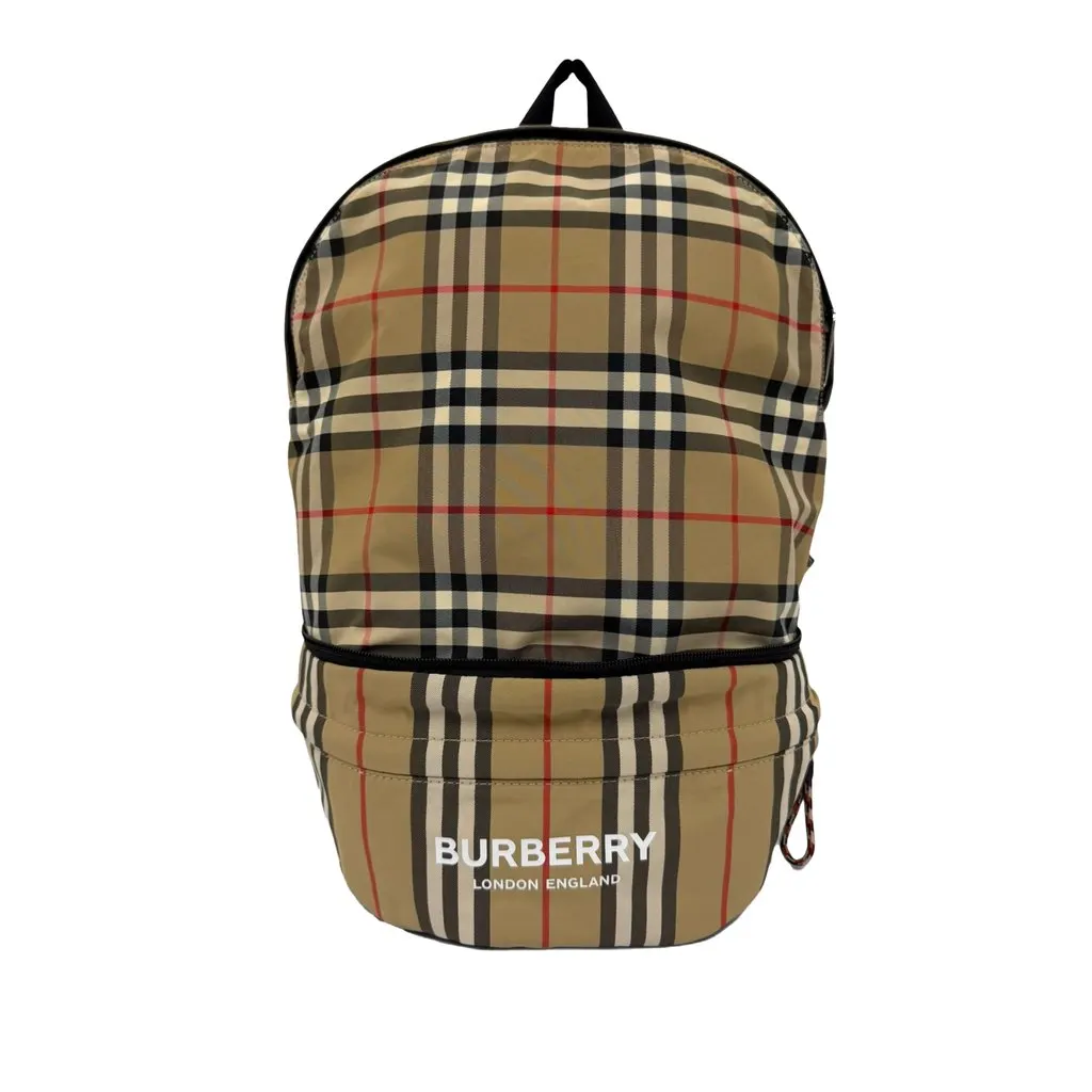 Burberry House Check Nylon Convertible Backpack Beige Very good - Front View