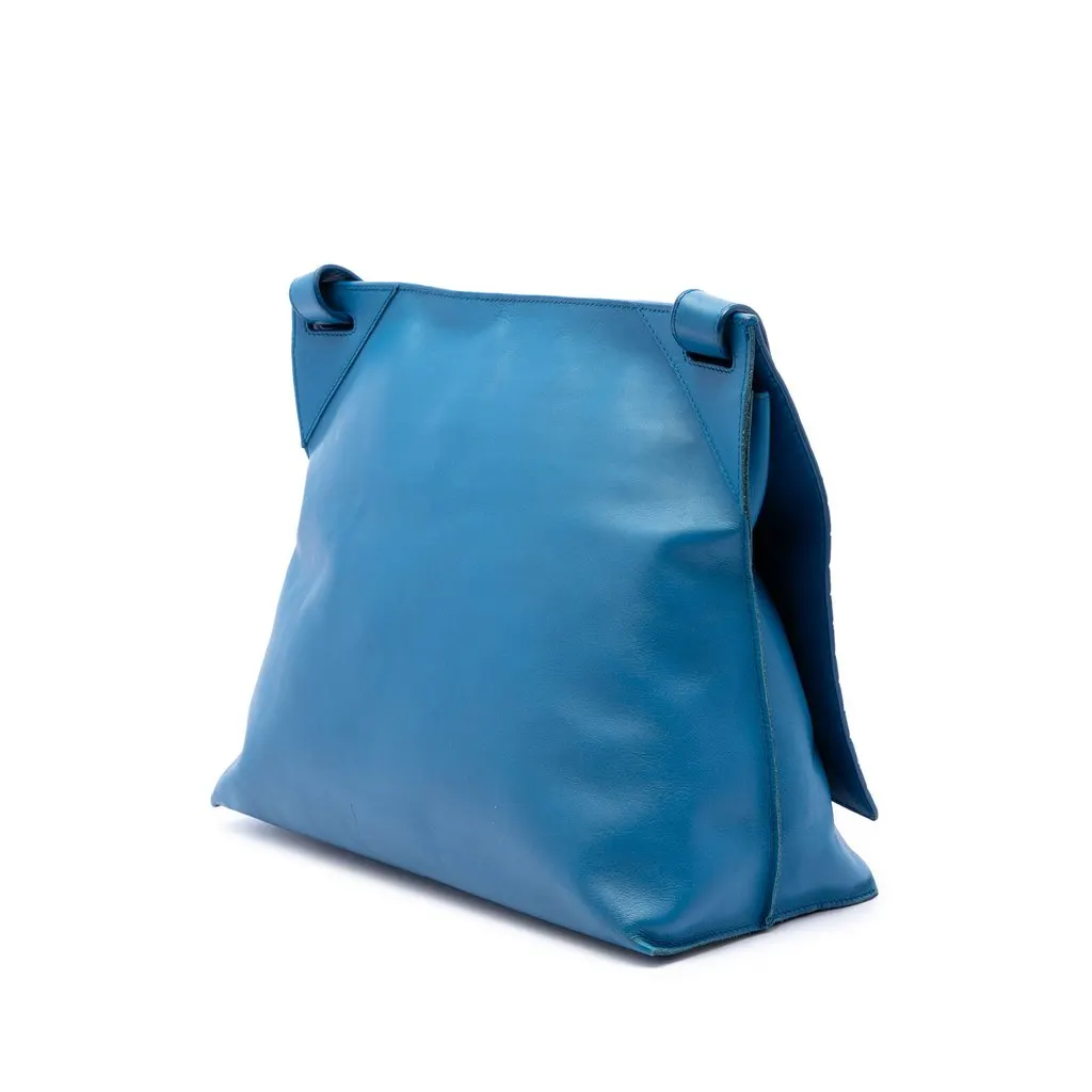 Bottega Veneta Nappa Intrecciato Flap Crossbody Blue Leather Good - Back View