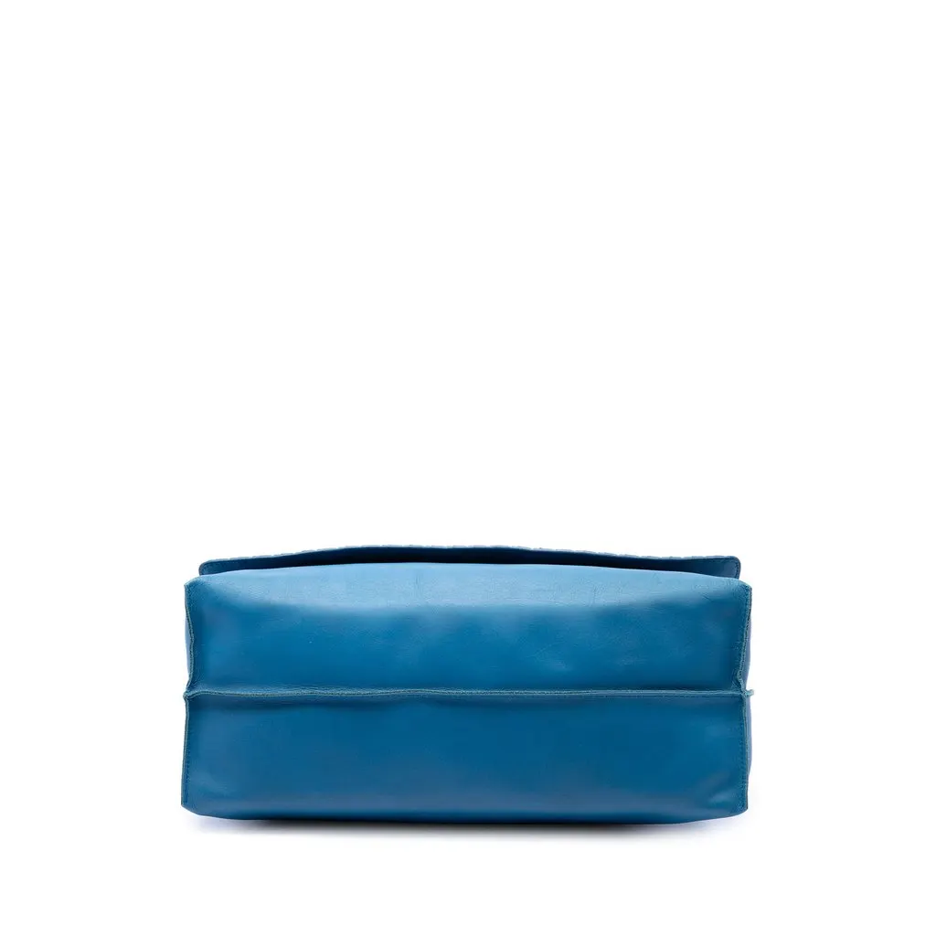 Bottega Veneta Nappa Intrecciato Flap Crossbody Blue Leather Good - Inside View