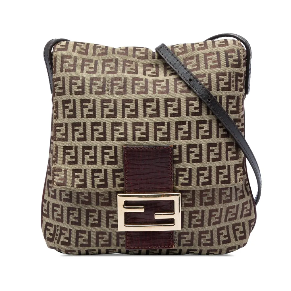 Fendi Zucchino Canvas Crossbody Brown Canvas Very good - Front View