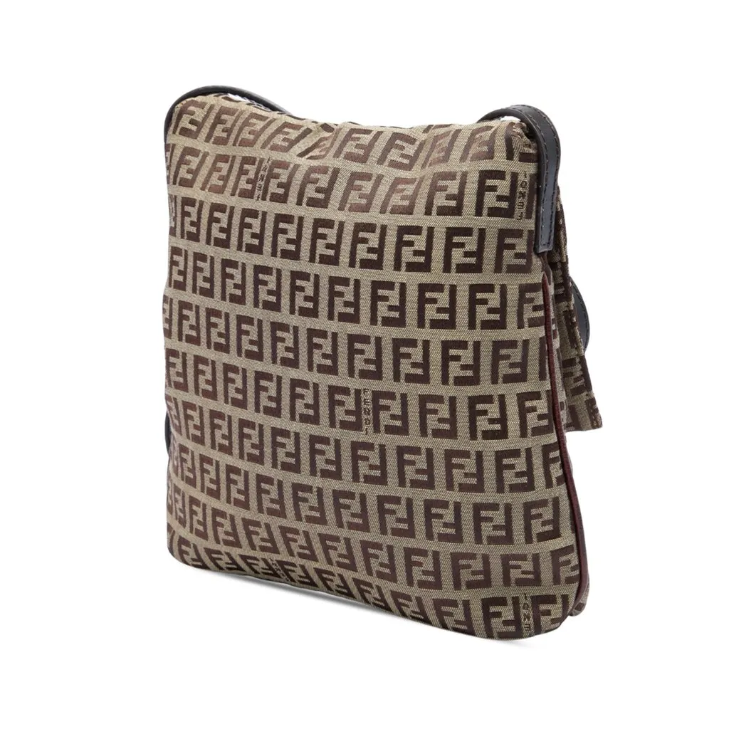 Fendi Zucchino Canvas Crossbody Brown Canvas Very good - Back View