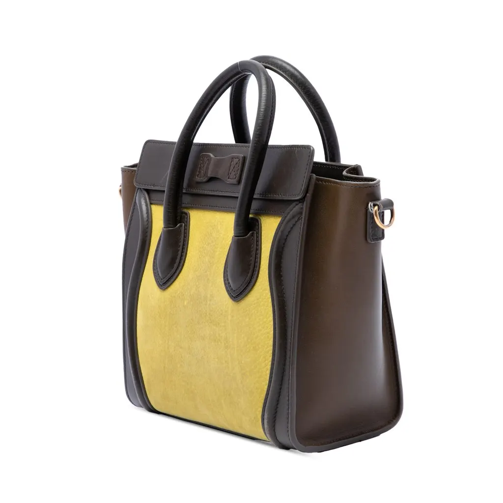 Celine Nano Tricolor Leather Luggage Tote Yellow Leather Good - Back View