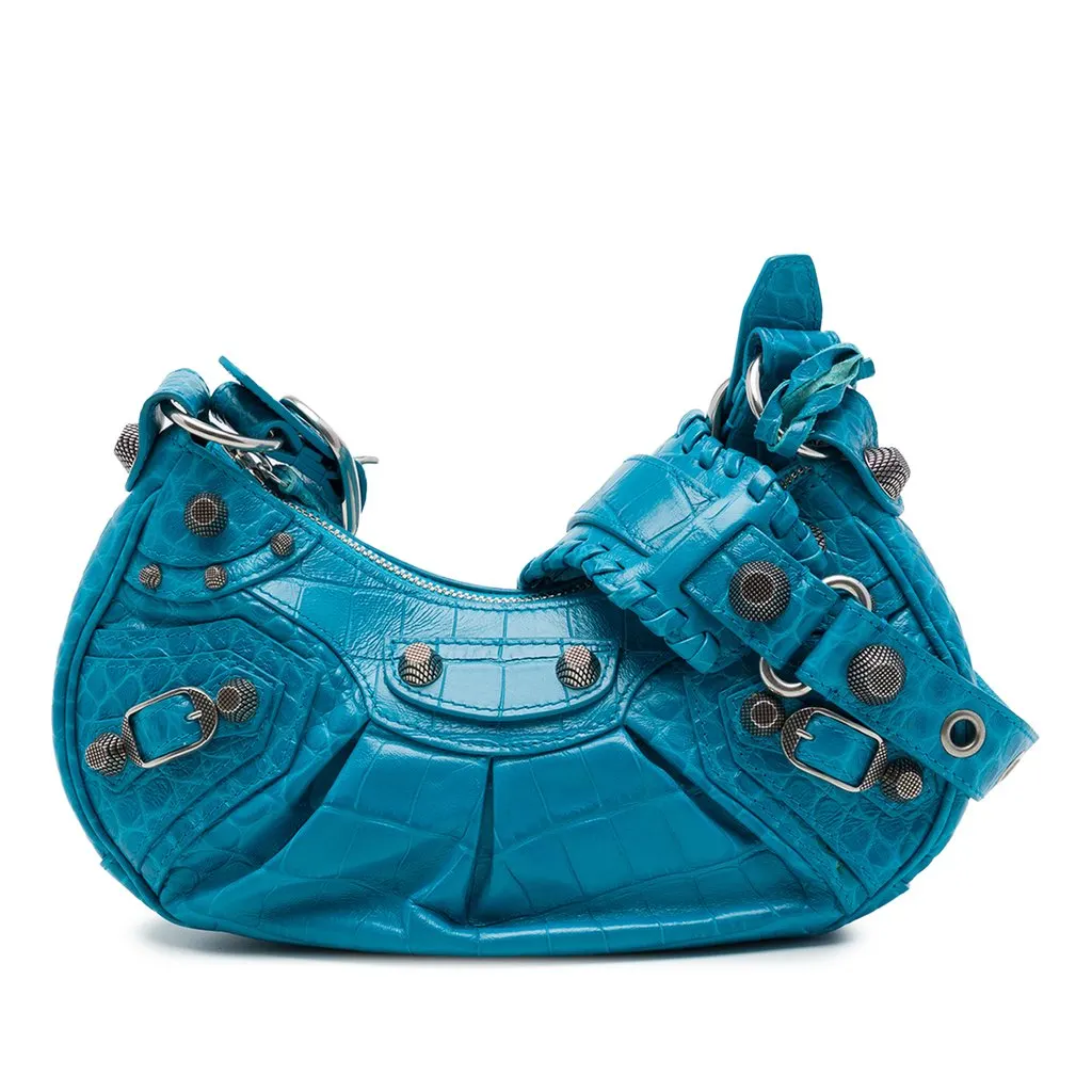 Balenciaga Croc Embossed Leather Motocross Le Cagole XS Blue Leather Very good - Front View