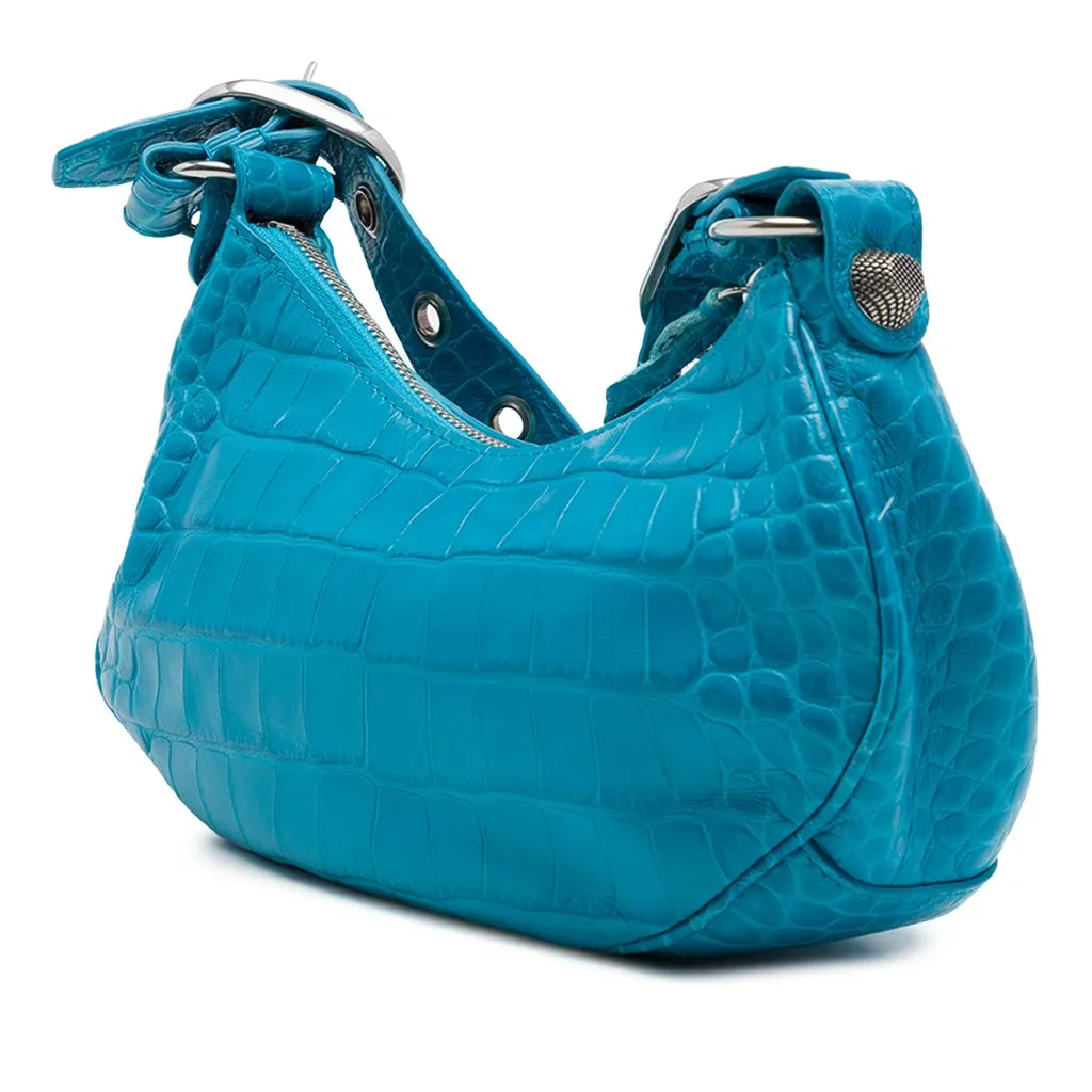 Balenciaga Croc Embossed Leather Motocross Le Cagole XS Blue Leather Very good - Back View