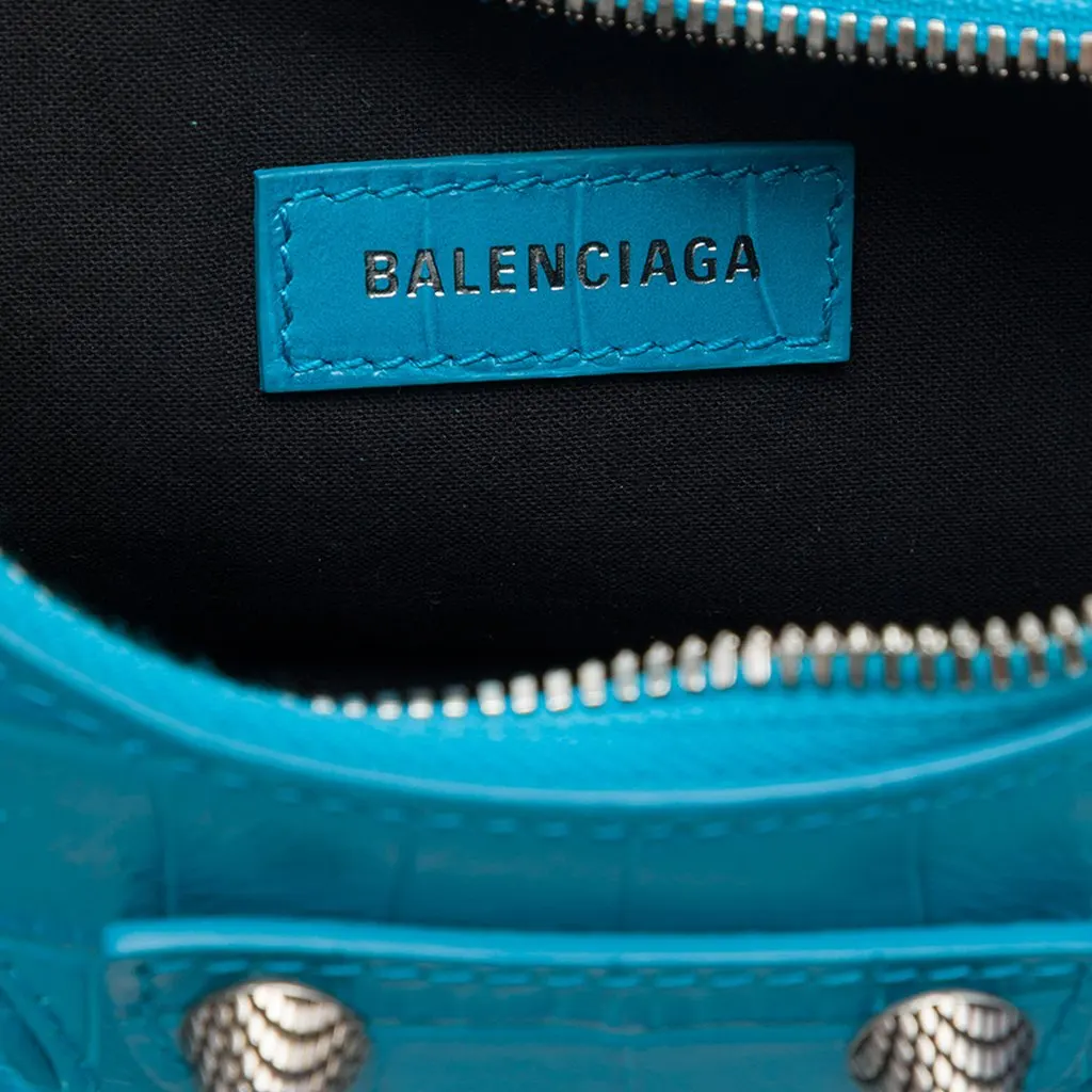 Balenciaga Croc Embossed Leather Motocross Le Cagole XS Blue Leather Very good - Box View