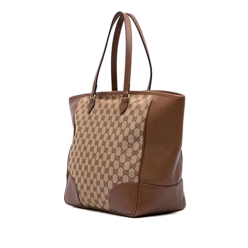 Gucci GG Canvas Bree Zippered Tote Beige Canvas Good - Back View