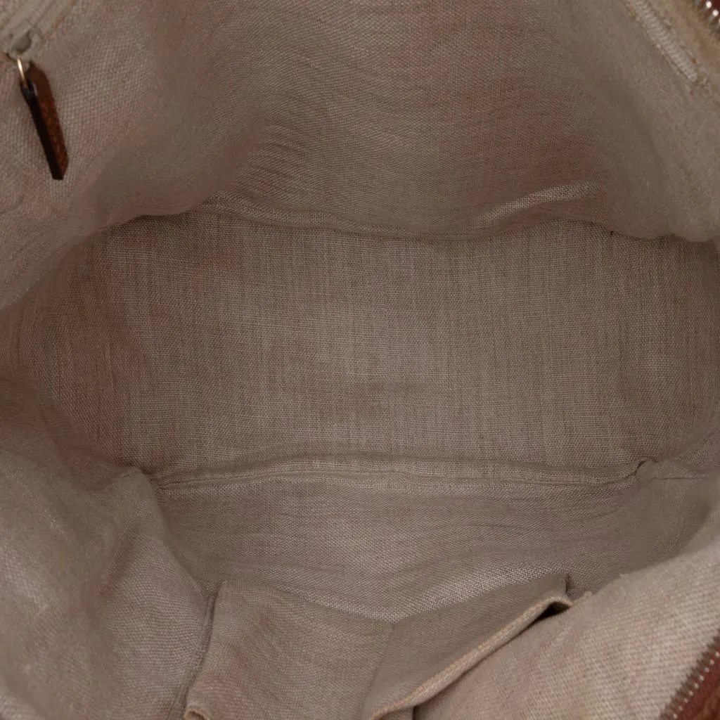 Gucci GG Canvas Bree Zippered Tote Beige Canvas Good - Model View