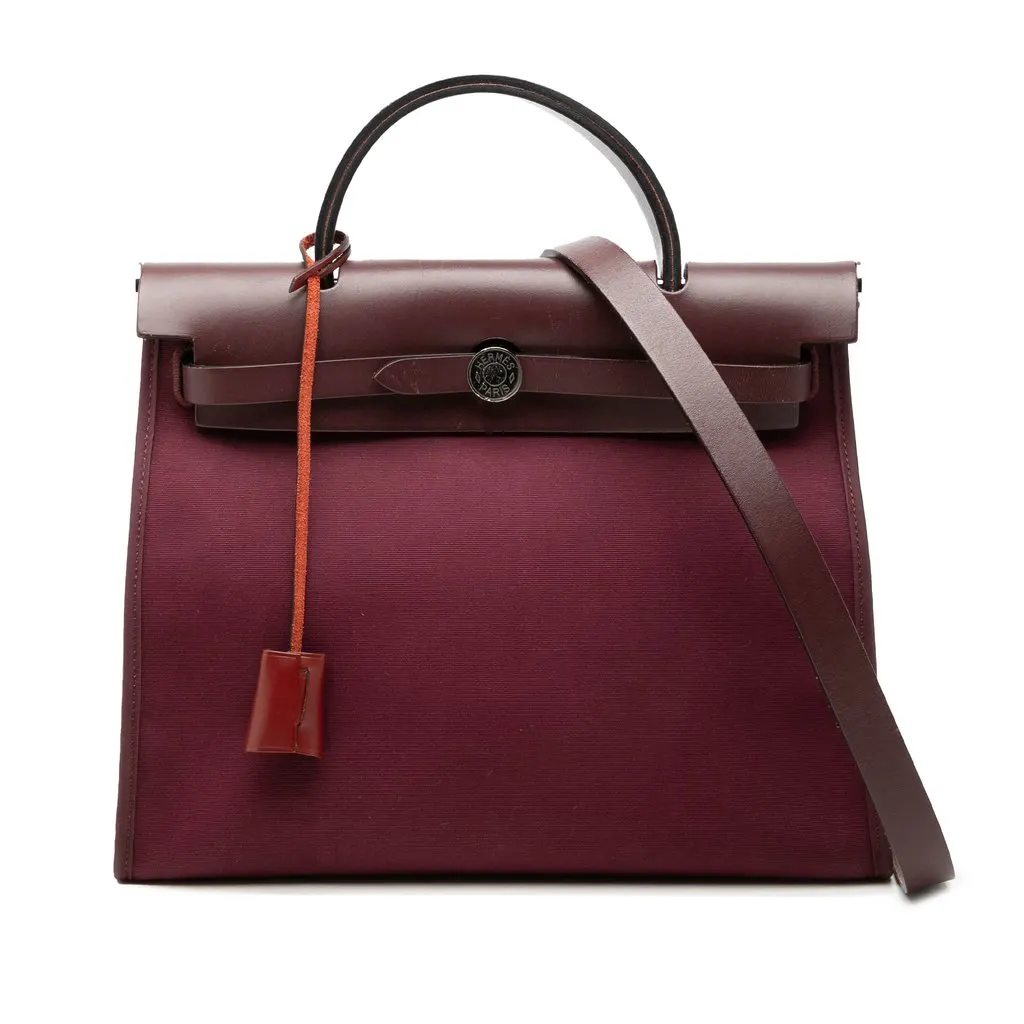 Hermès Military Toile and Vache Hunter Herbag Zip 31 Red Very good - Front View