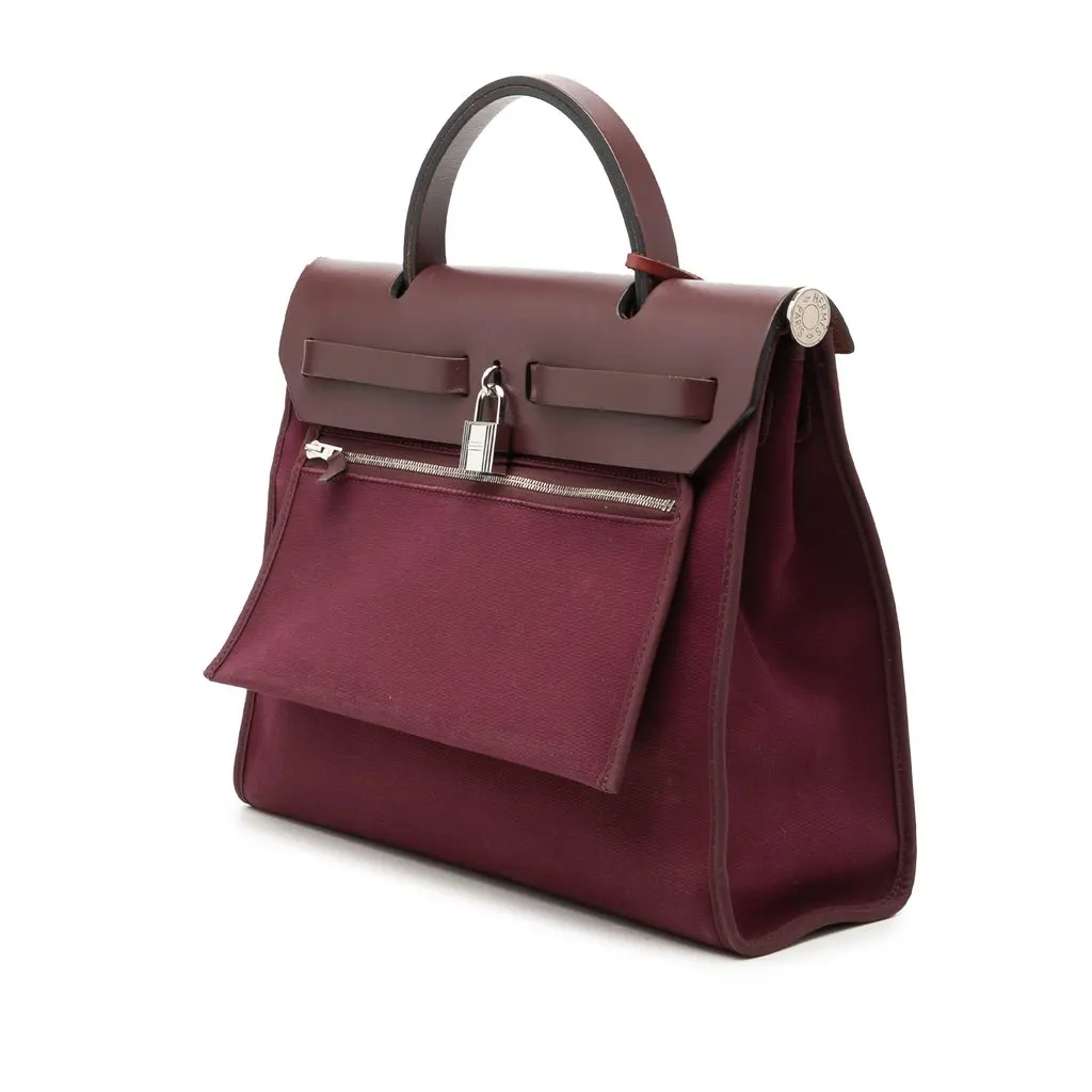 Hermès Military Toile and Vache Hunter Herbag Zip 31 Red Very good - Back View