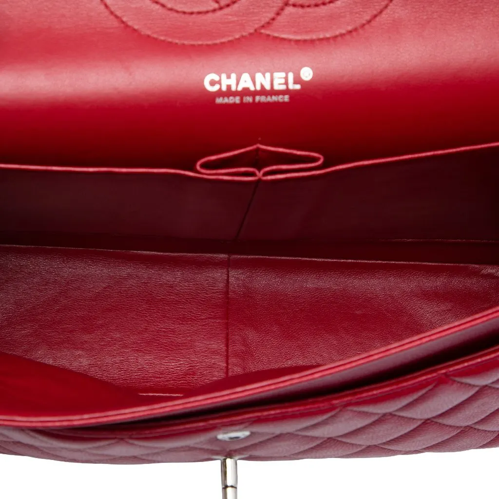 Chanel Jumbo Classic Caviar Double Flap Red Leather Good - Model View