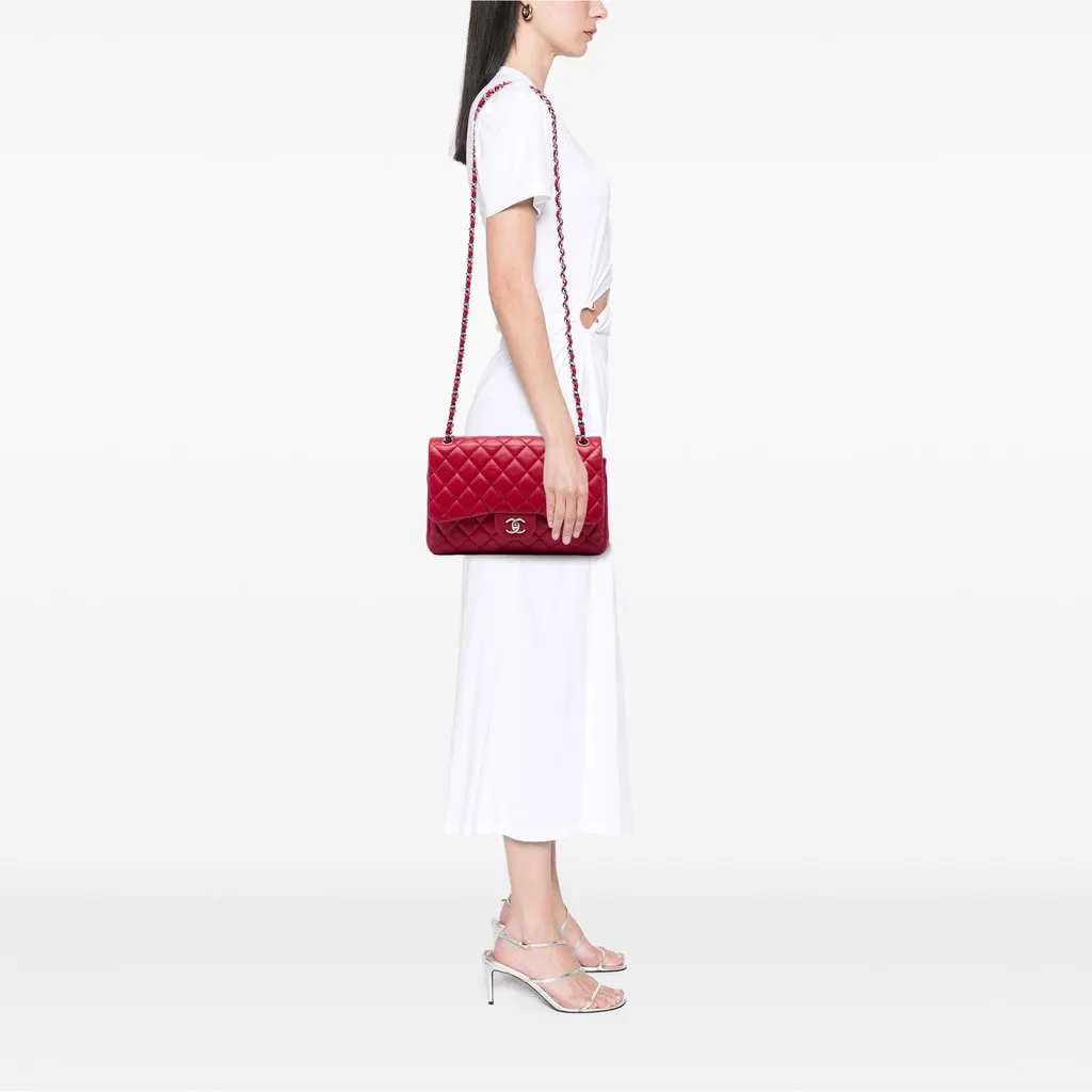Chanel Jumbo Classic Caviar Double Flap Red Leather Good - Box View