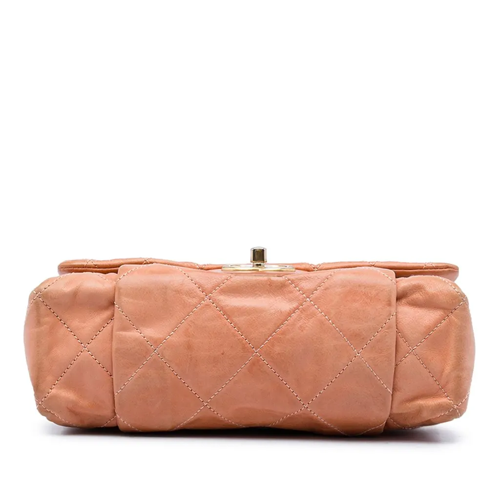 Chanel Small Quilted Iridescent Calfskin Chic Quilt Flap Orange Leather Very good - Inside View
