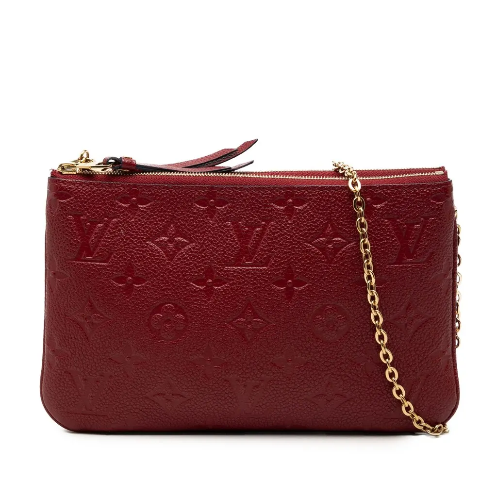 Louis Vuitton Monogram Empreinte Double Zip Pochette Red Leather Very good - Front View