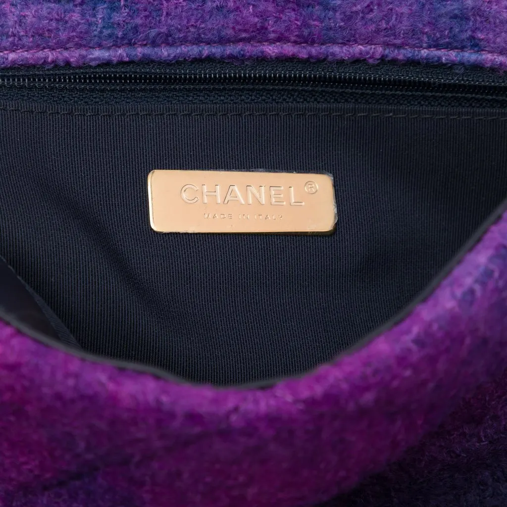 Chanel Large Tweed Ombre 19 Flap Purple Tweed Very good - Box View