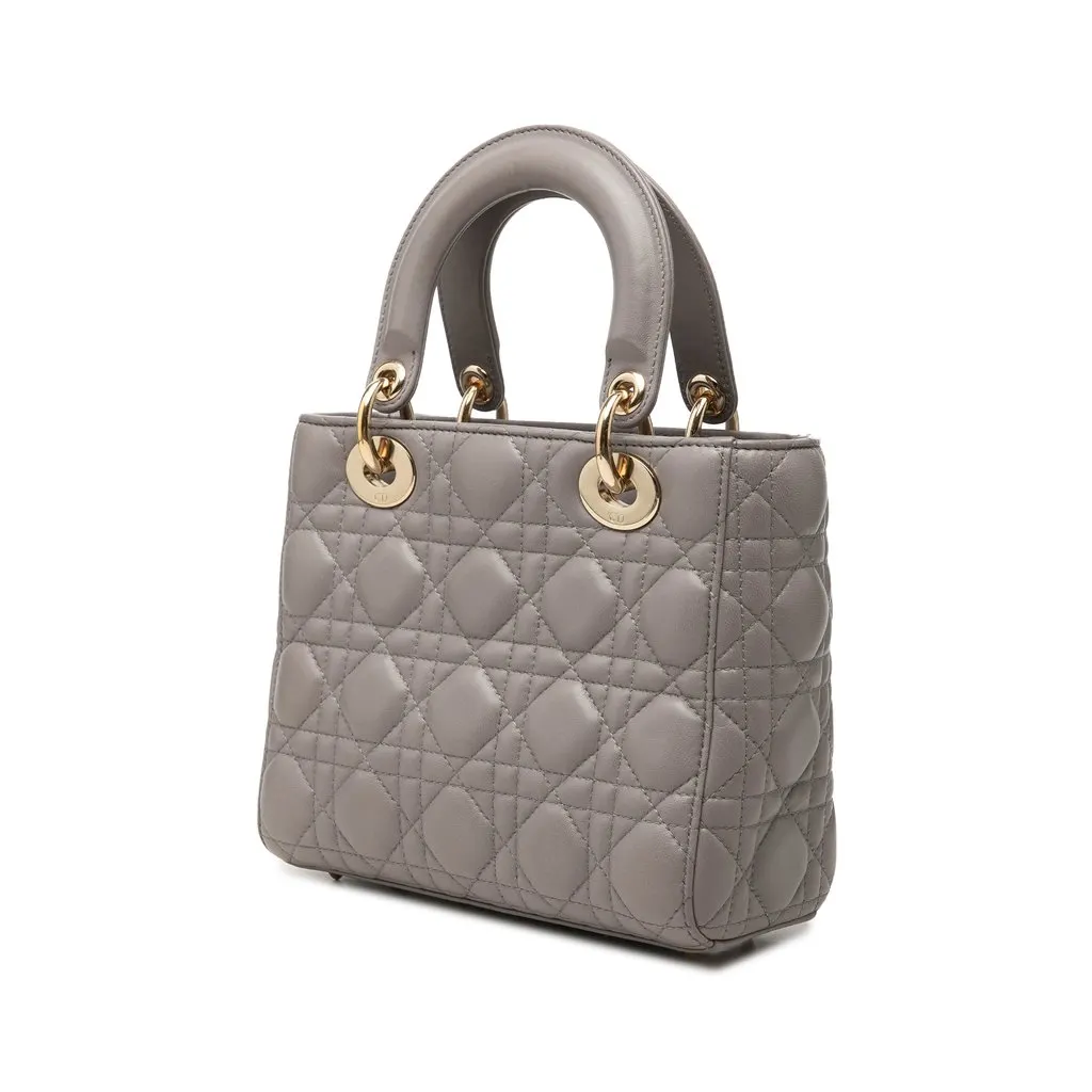 Dior Small Lambskin Cannage MyABCDior Lady Dior Brown Leather Very good - Back View