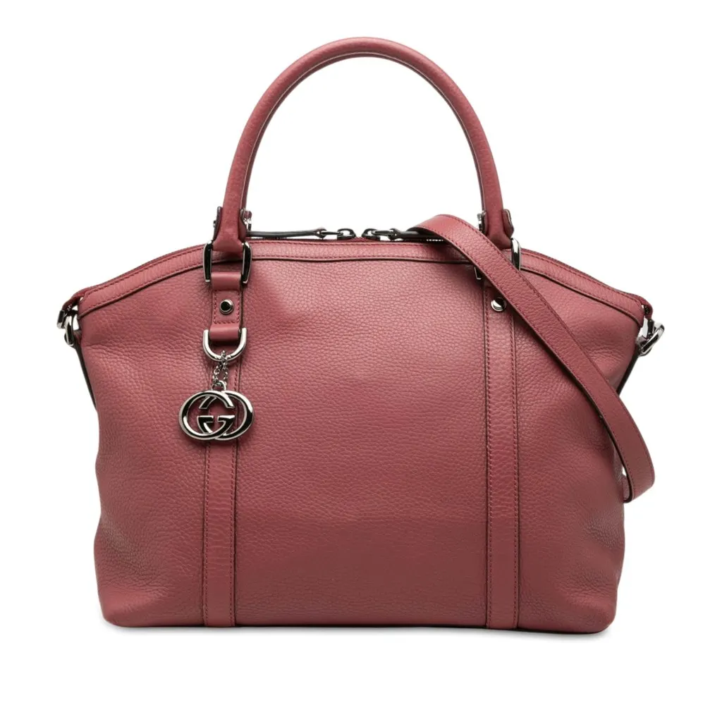 Gucci Medium Calfskin GG Charm Dome Satchel Pink Leather Very good - Front View
