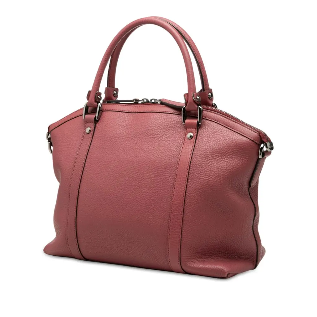 Gucci Medium Calfskin GG Charm Dome Satchel Pink Leather Very good - Back View