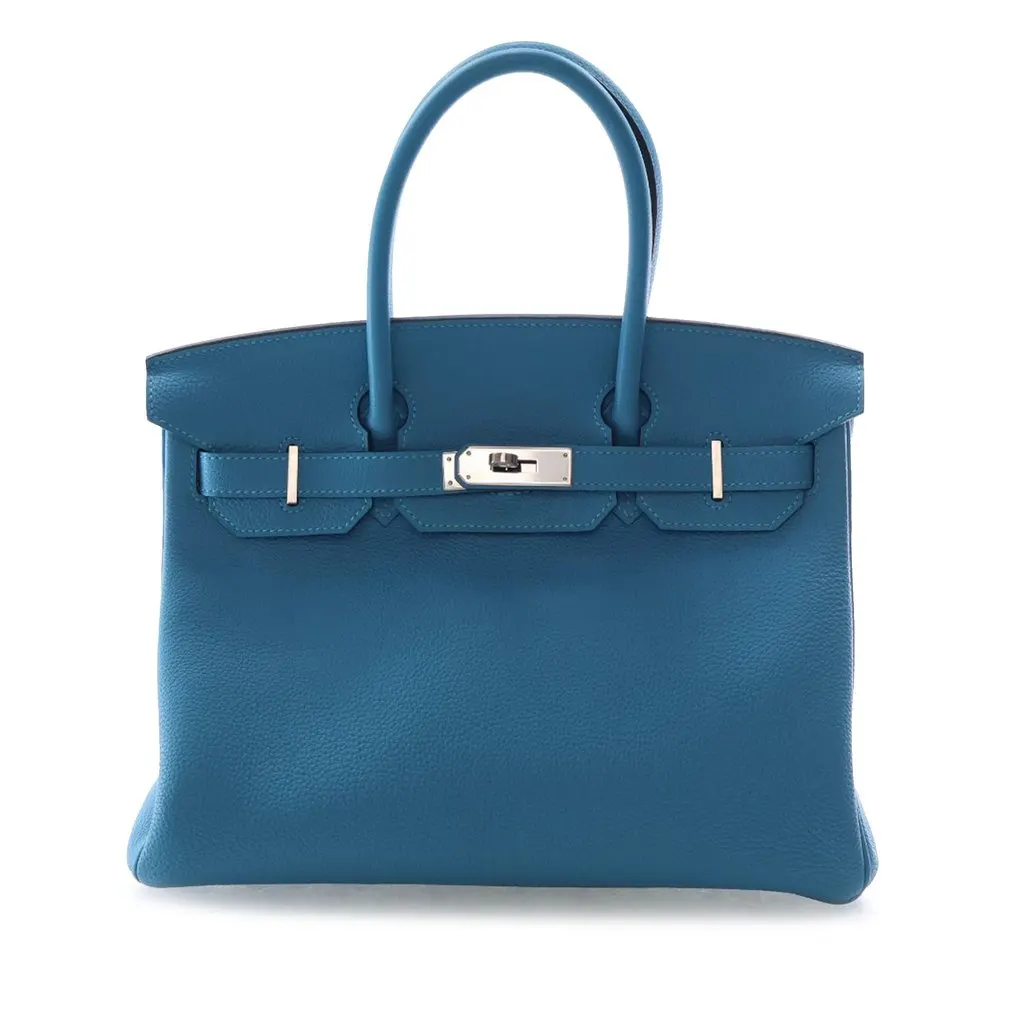Hermès Togo Birkin Retourne 30 Blue Leather Very good - Front View