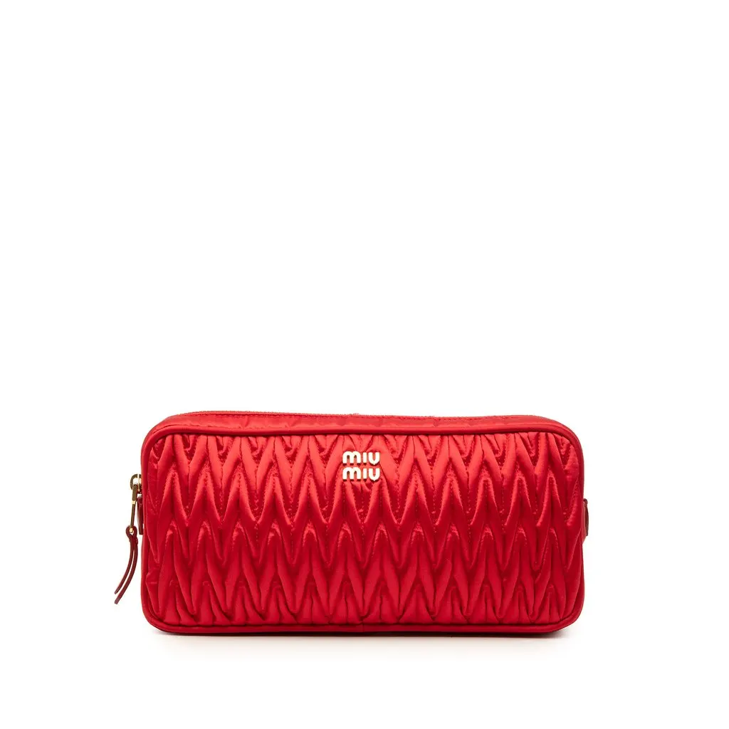Miu Miu Matelasse Nappa Clutch Red Leather Very good - Front View