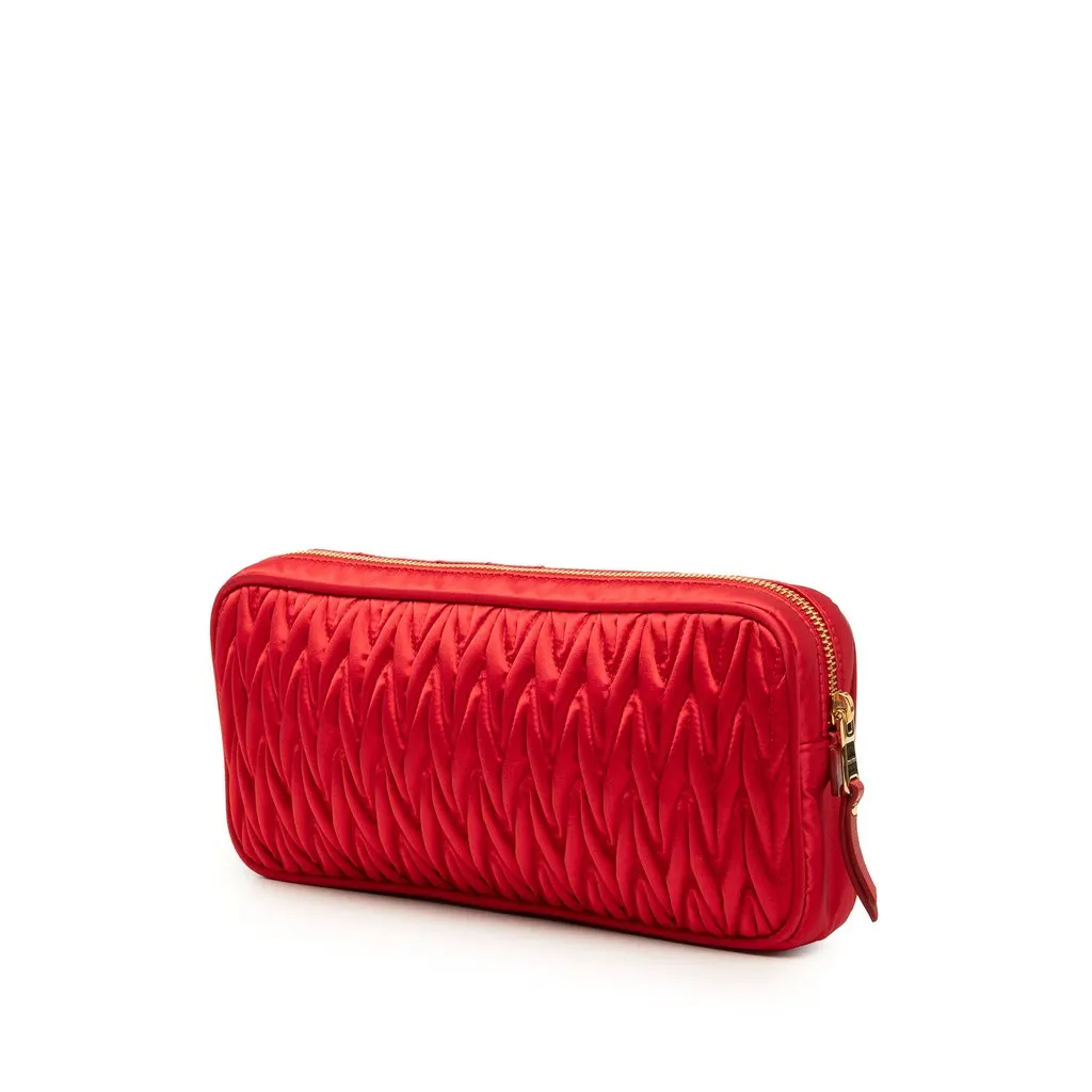 Miu Miu Matelasse Nappa Clutch Red Leather Very good - Back View