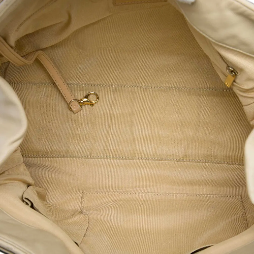 Chanel Bicolor Quilted Lambskin In The Mix Tote Beige Leather Good - Model View