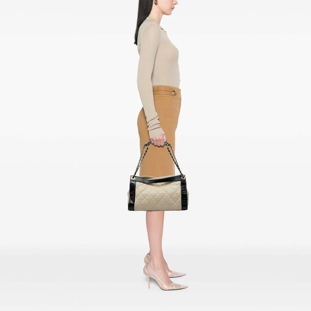 Chanel Bicolor Quilted Lambskin In The Mix Tote Beige Leather Good - Box View
