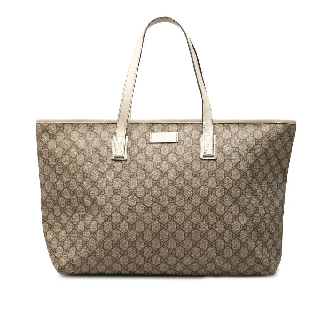 Gucci Large GG Supreme Tote Beige Canvas Good - Front View